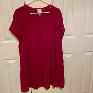 Knox Rose women’s casual dress Swiss dot red L